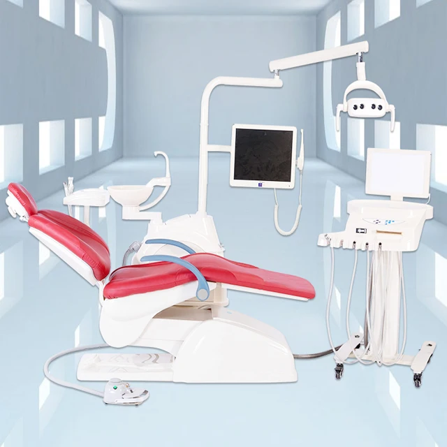 High quality dental chair with suction filter mobile tool tray air compressor light curing full set dental clinic equipment factory