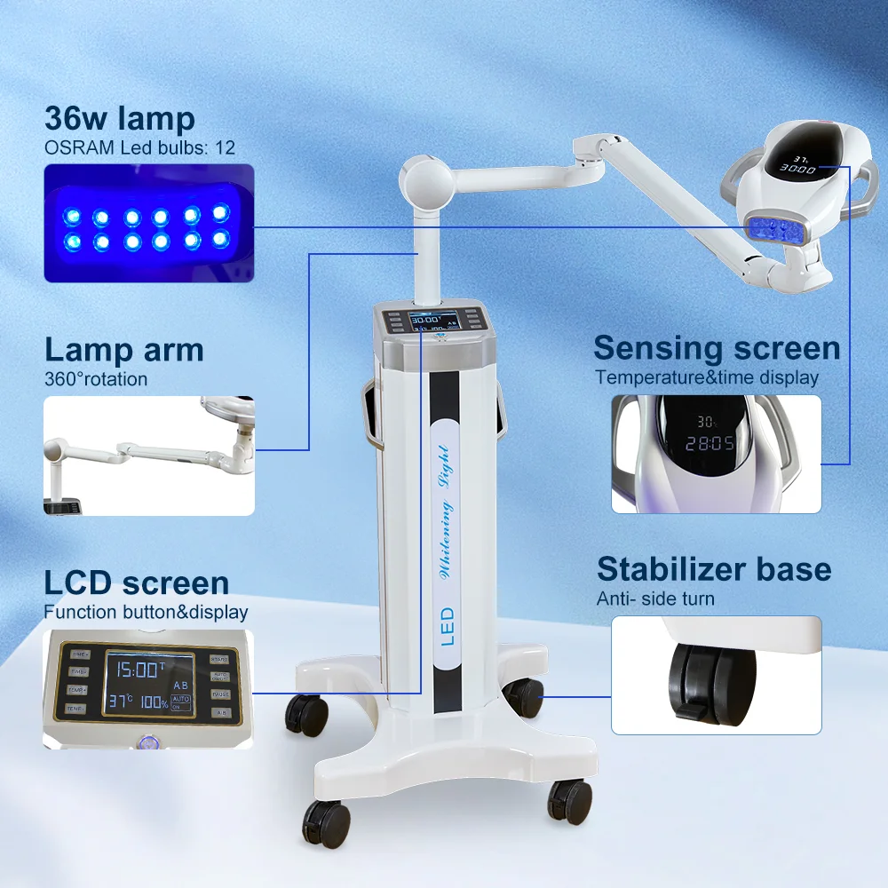 New Dental 60W 12 pcs LED Bleaching Lights Portable Laser Lamp Teeth Whitening Machine 6