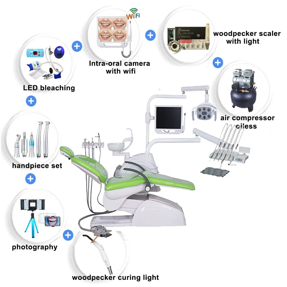 Medical Equipment Luxury Portable Dental Unit Chair Fauteuil Dentaire C33 With woodpecker Dental Ultrasonic Scaler 5