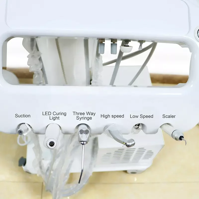 full set Dental Mobile Turbine Portable Workbench with Air Pump Scaler Curing light Machine 5