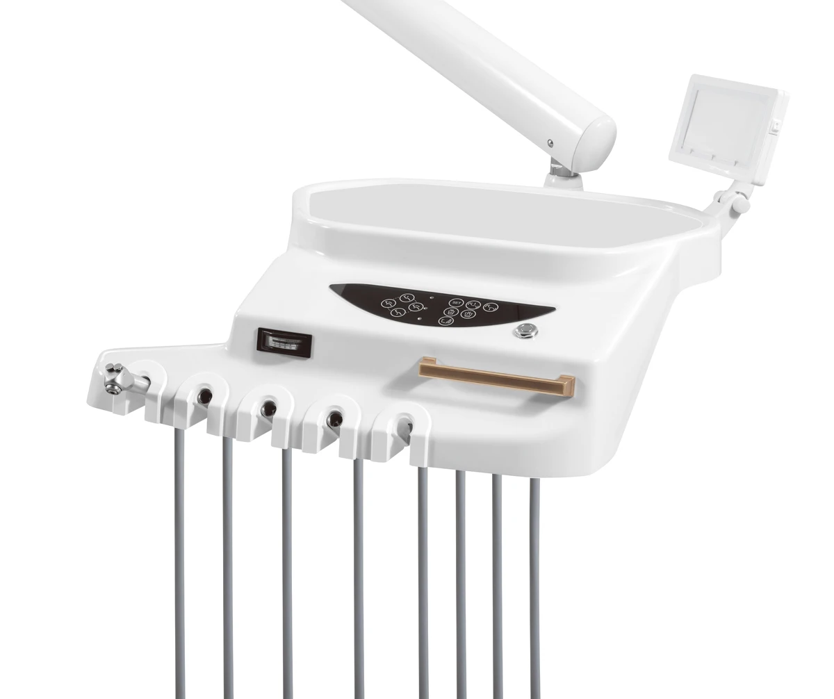 New Dental Chair with Rotary Side Box Touch Tool Tray Suction Filter Comfortable Leather Pad Dental Clinic Hospital Equipment 3